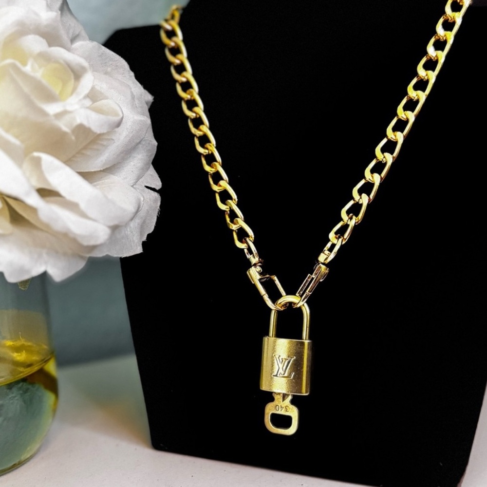 LV Lock and Chain Necklace #340